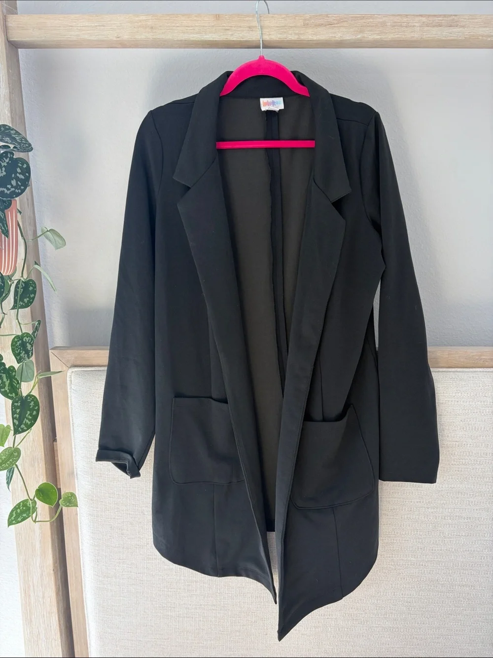 LuLaRoe Black Open-Front Blazer with Patch Pockets